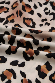 Leopard Colorblock Stripe Edge Shirt and Pants Pajama Set