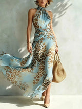 Leopard Print Sleeveless Maxi Dress
