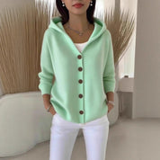 Button Hooded Sweater