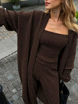 Ribbed Knit Three-Piece Sweater Set