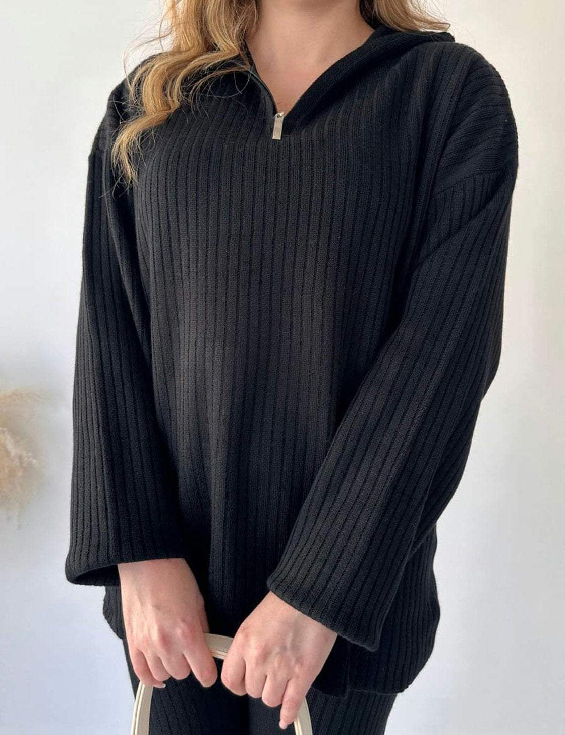 High Neck Ribbed Two-piece Set