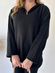 High Neck Ribbed Two-piece Set