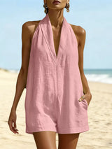 Halter Neck Romper with Pockets