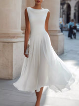 Full Size Sleeveless Cowl Neck Midi Dress Plus Size