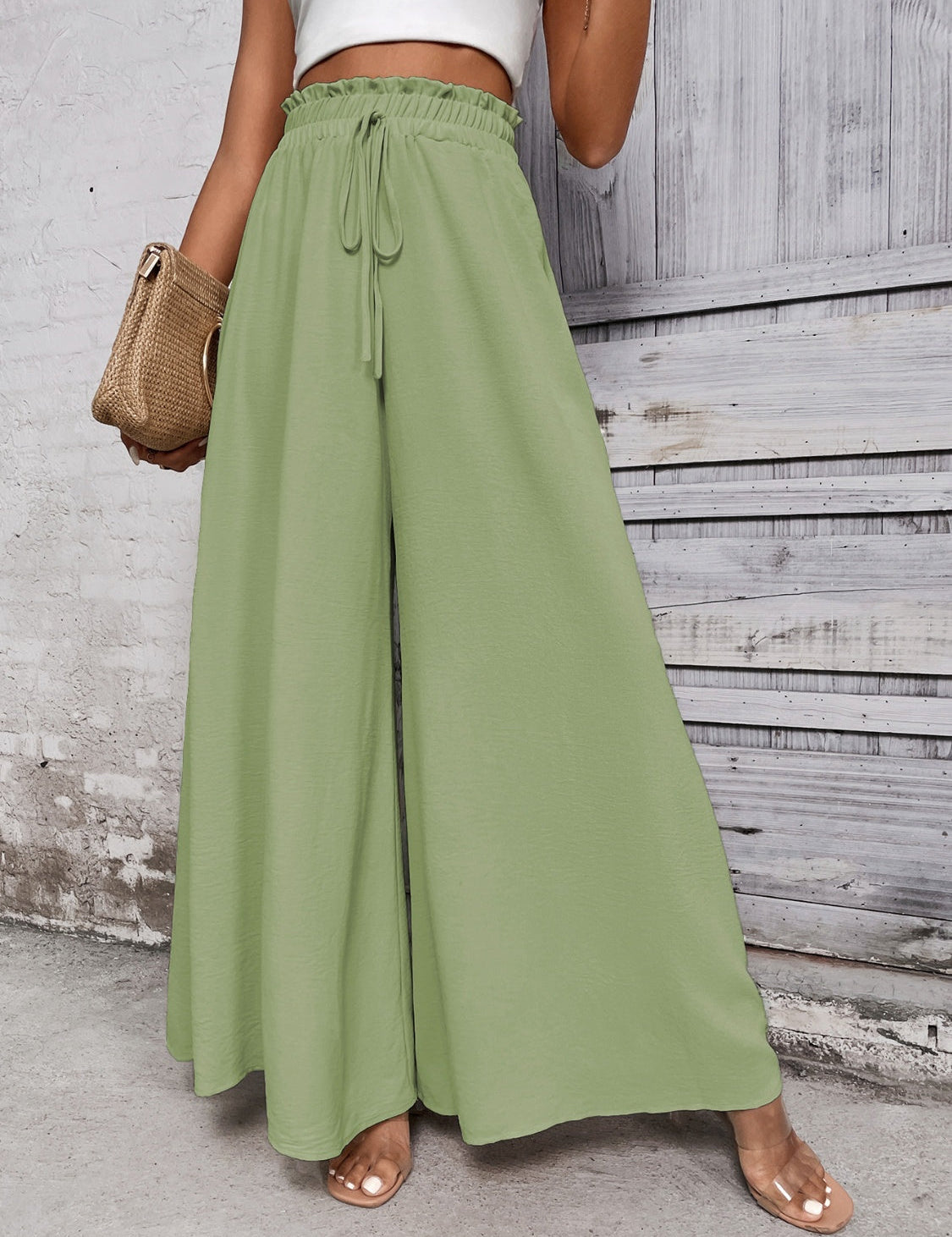 Tied High Waist Wide Leg Pants