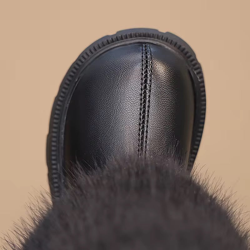 Girls Glitter Chelsea Boots - Waterproof Fur Lined Winter Boots