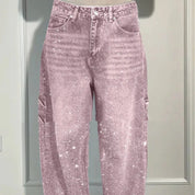 Shiny Straight Jeans With Pockets