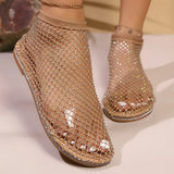 Rhinestone Mesh Flat Sandals