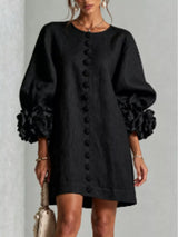 Full Size 3D Floral Sleeve Round Neck Dress Plus Size