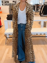 Full Size Leopard Print Longline Trench Coat Plus Size