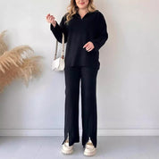 High Neck Ribbed Two-piece Set