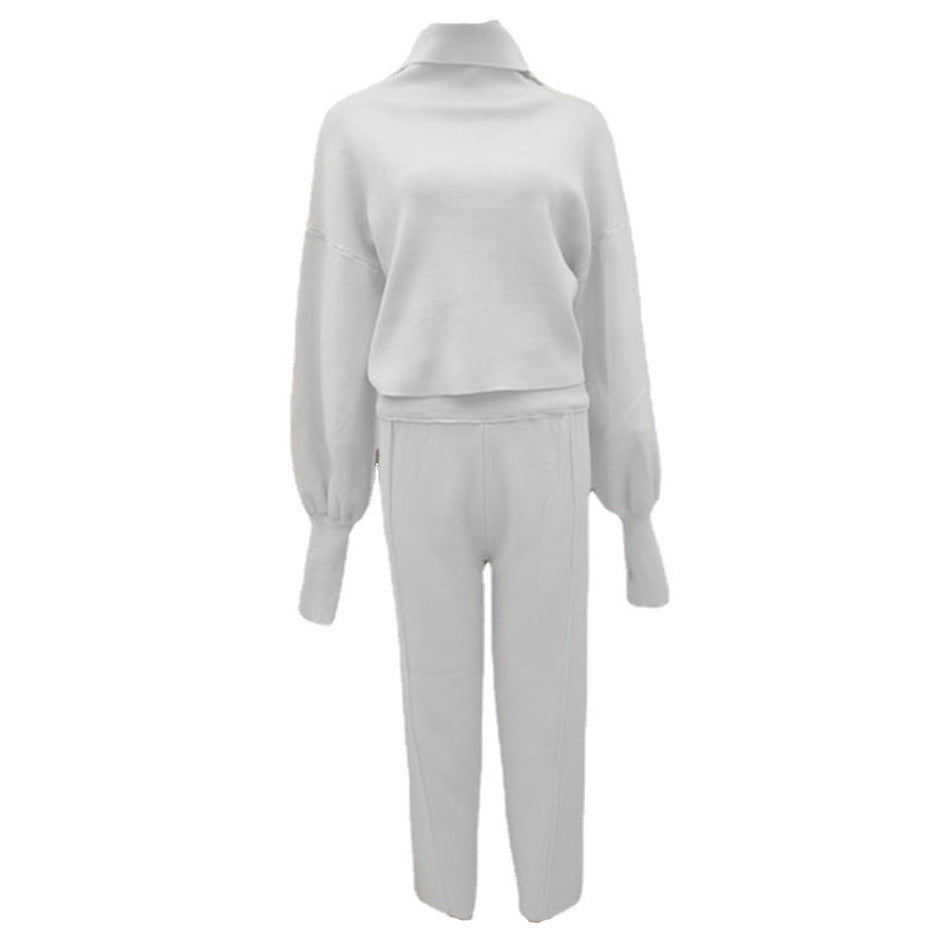 Loose Turtle Neck Two-piece Sweater Set