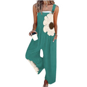 Vintage Print Loose Sleeveless Jumpsuit