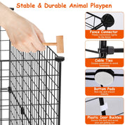 1Pc Small Animal Playpen With Door Dog Metal Playpen Small Medium Kitten Puppy Guinea Pig Rabbit Kennel Small Animal Cage Metal Wire Fence For Indoor Outdoor Yard Camping
