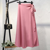 Lace-up high-waist chiffon one-piece skirt