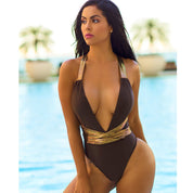 Women One-Piece Solid Color Sexy Swimsuit Swimsuit Spot