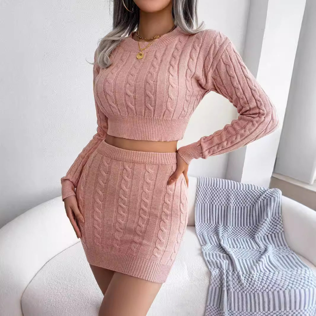Women’s knit sweater and skirt set