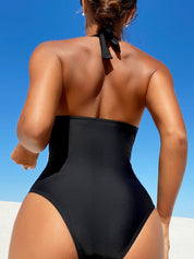 One Piece Swimsuit Women One Piece Halter Sequined Sexy Backless Bikini Swimsuit