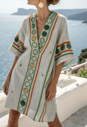 🌸 Chic & Carefree - Loose Printed V-neck  Casual Holiday Dress