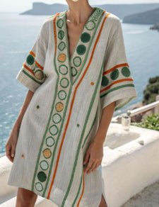 🌸 Chic & Carefree - Loose Printed V-neck  Casual Holiday Dress