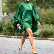 High Neck Lantern Sleeve Dress
