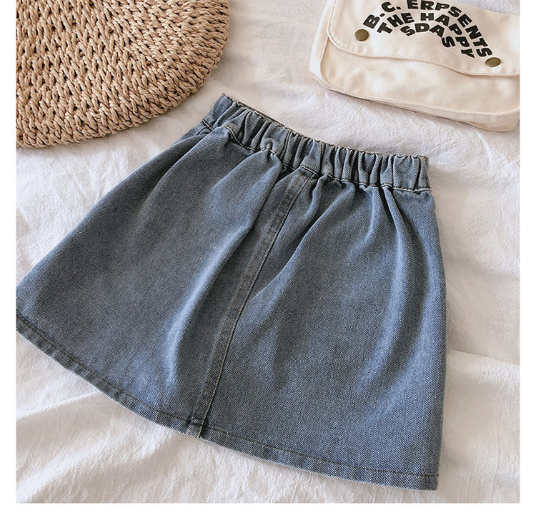 Colorful Buttoned Denim Skirt