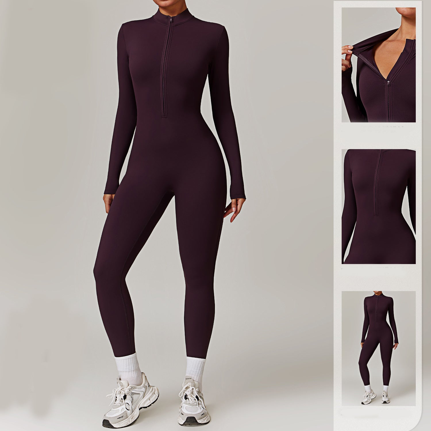 Zipper Long-sleeved Jumpsuit