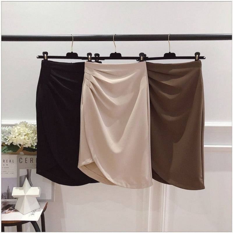 Pleated High Waist Sheath Skirt