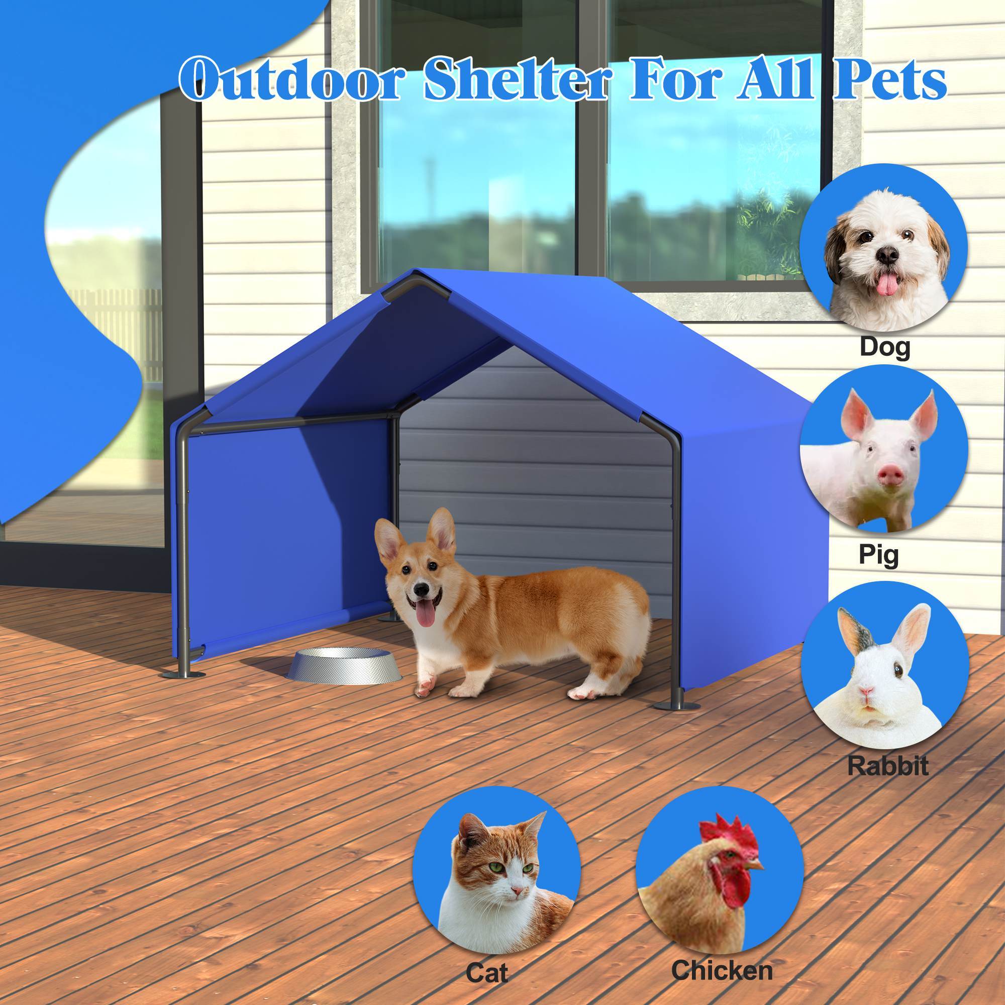 Dog Shade Shelter Outdoor Tent For Small Medium Dogs, Waterproof Sun Protection Pet House For Dogs, Small Animals And Livestock