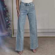 Jeweled Straight Street Jeans