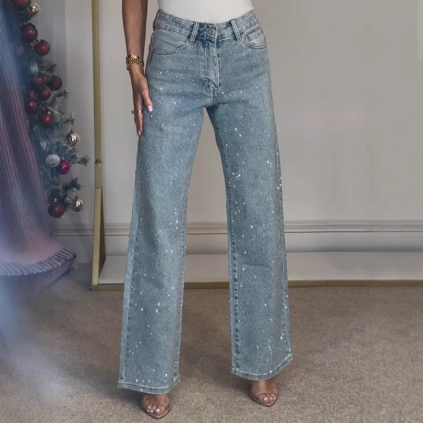 Jeweled Straight Street Jeans