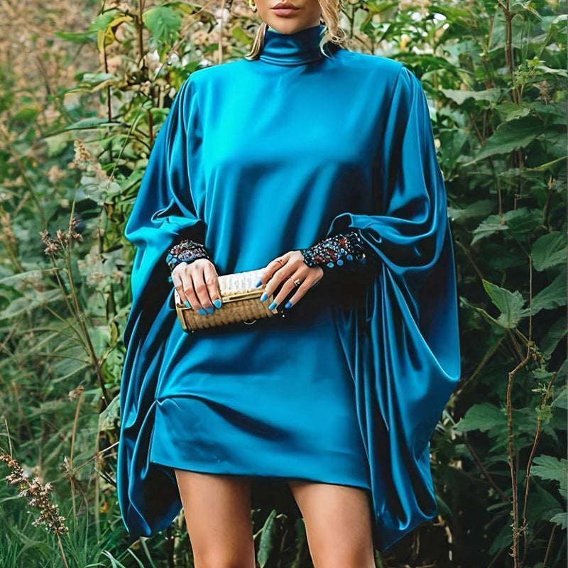 High Neck Lantern Sleeve Dress