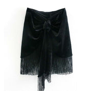 European and American autumn velvet fringed skirt