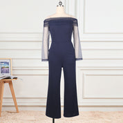 One-Shoulder Mesh Jumpsuit