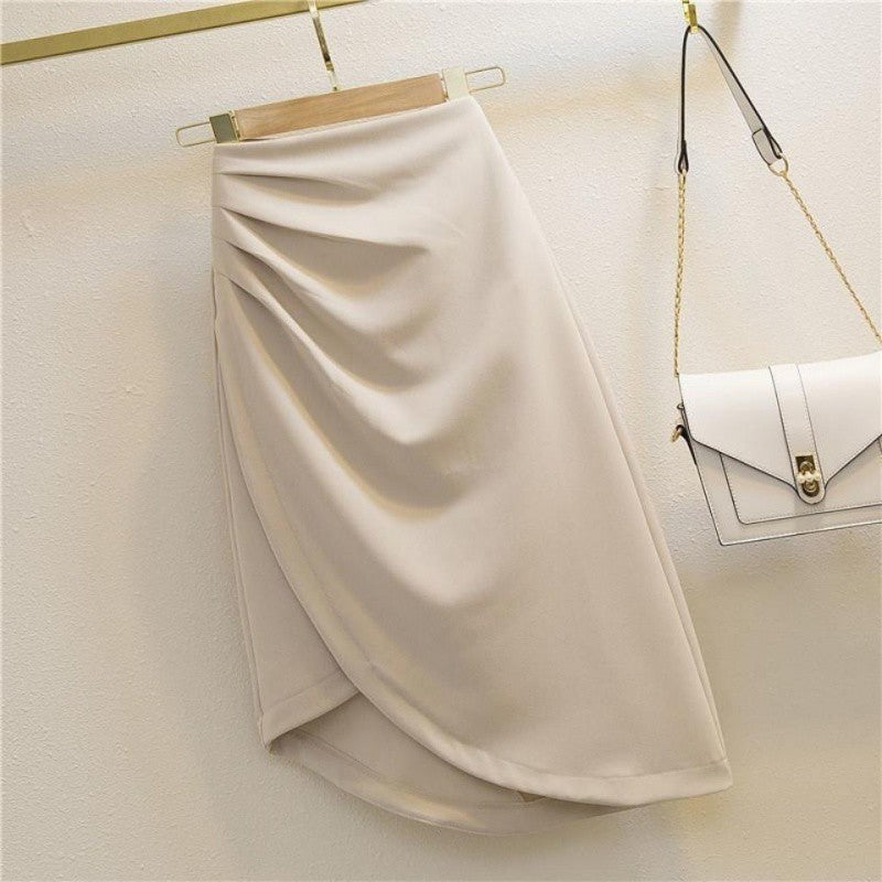 Pleated High Waist Sheath Skirt