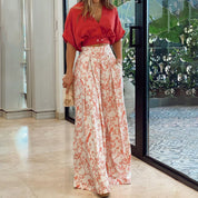 Printed Commuter Wide Leg Pants