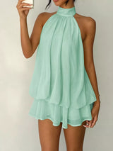 Halter Neck Ruched Mini Dress