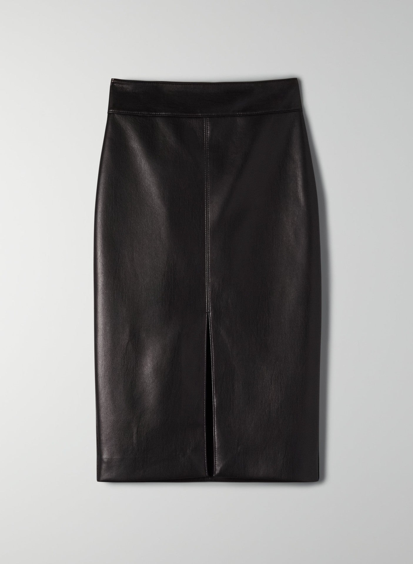 French Style Split Hem Faux Leather Skirt