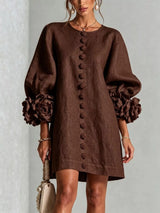 Full Size 3D Floral Sleeve Round Neck Dress Plus Size