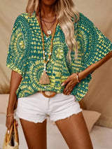 Printed V-Neck Half Sleeve Top
