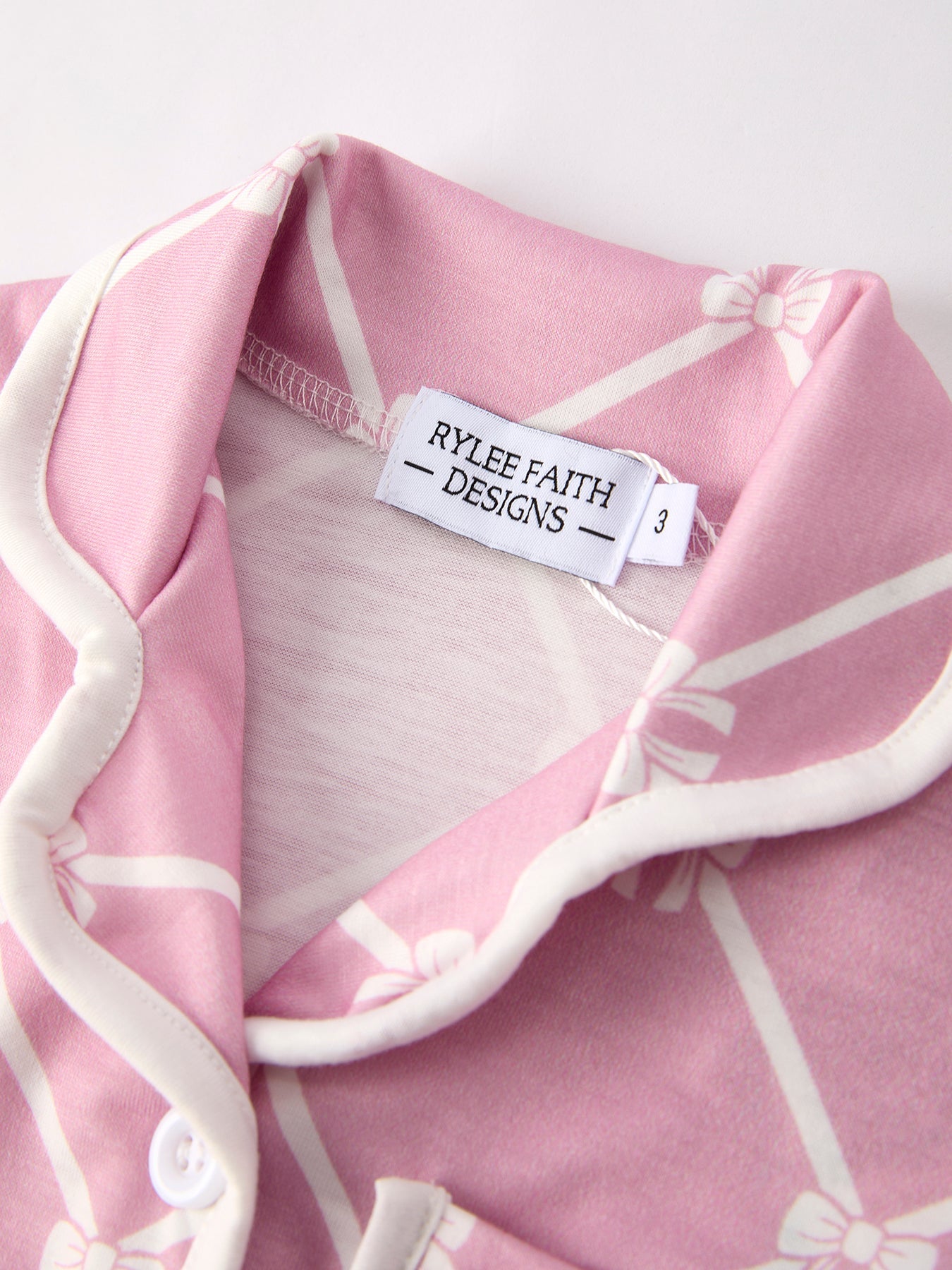 Mommy & me Autumn Check Bow Girls Lapel Pajamas