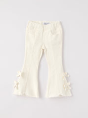 Charming White Denim Pants with Cute Bows