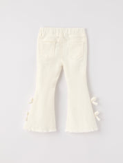 Charming White Denim Pants with Cute Bows