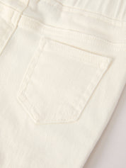 Charming White Denim Pants with Cute Bows