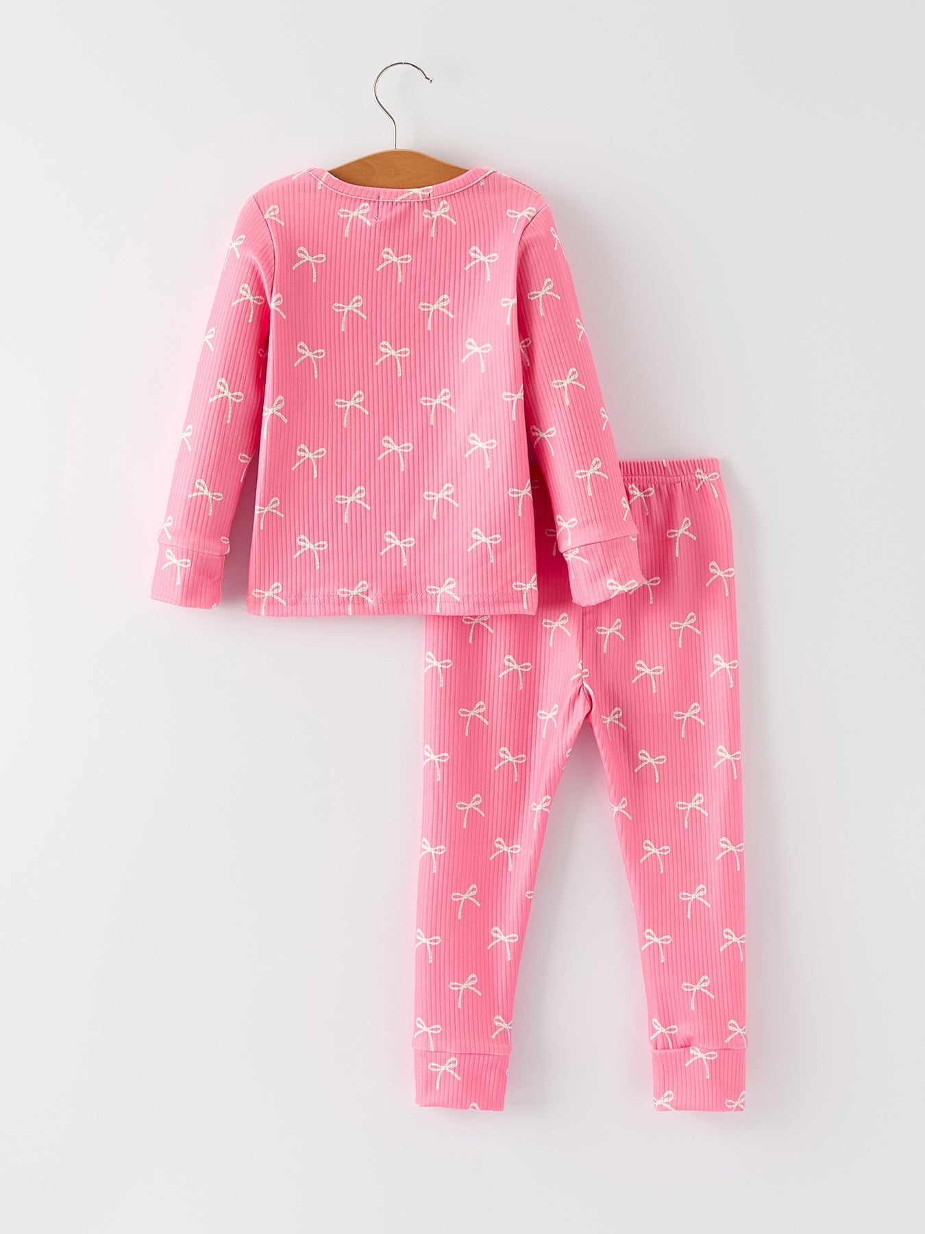 Christmas Girls Pink Bow Pajama Set