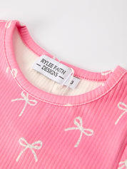 Christmas Girls Pink Bow Pajama Set