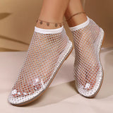 Rhinestone Mesh Flat Sandals