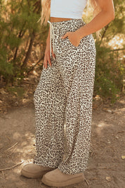 Mabel Leopard Drawstring Elastic Waistband Loose Pants