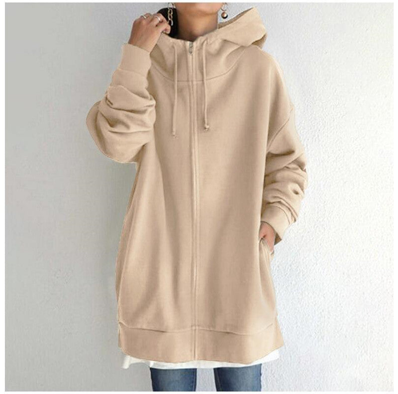 Oversized Loose Hooded CoatsWith Tie Collar