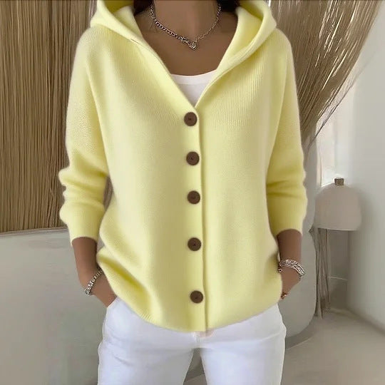 Button Hooded Sweater
